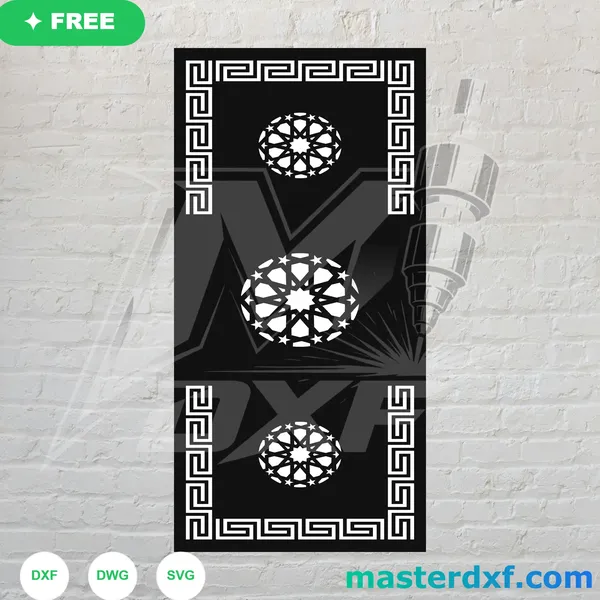 Triple Islamic Star Greek Frame Free DXF Panel DXF File